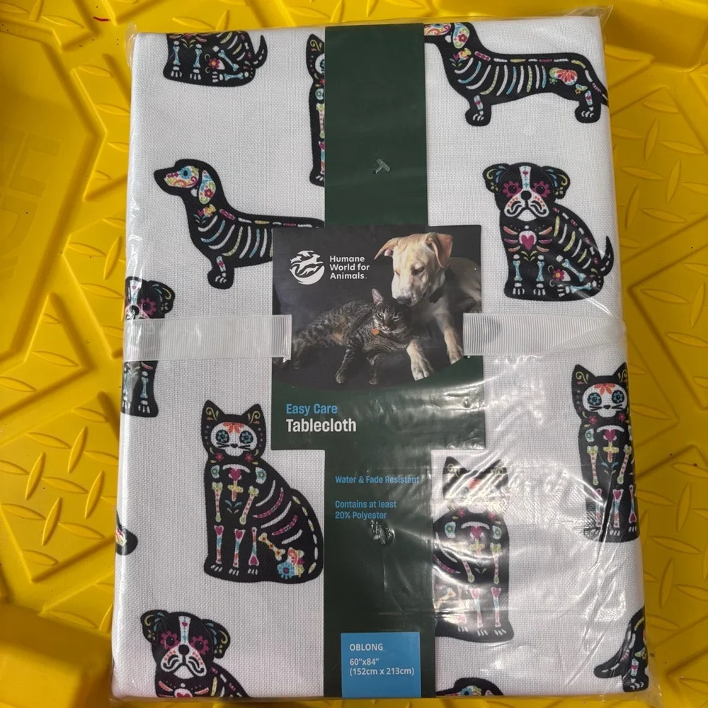 Day of the Dead Sugar Skull Cats & Dogs Table Cloth.